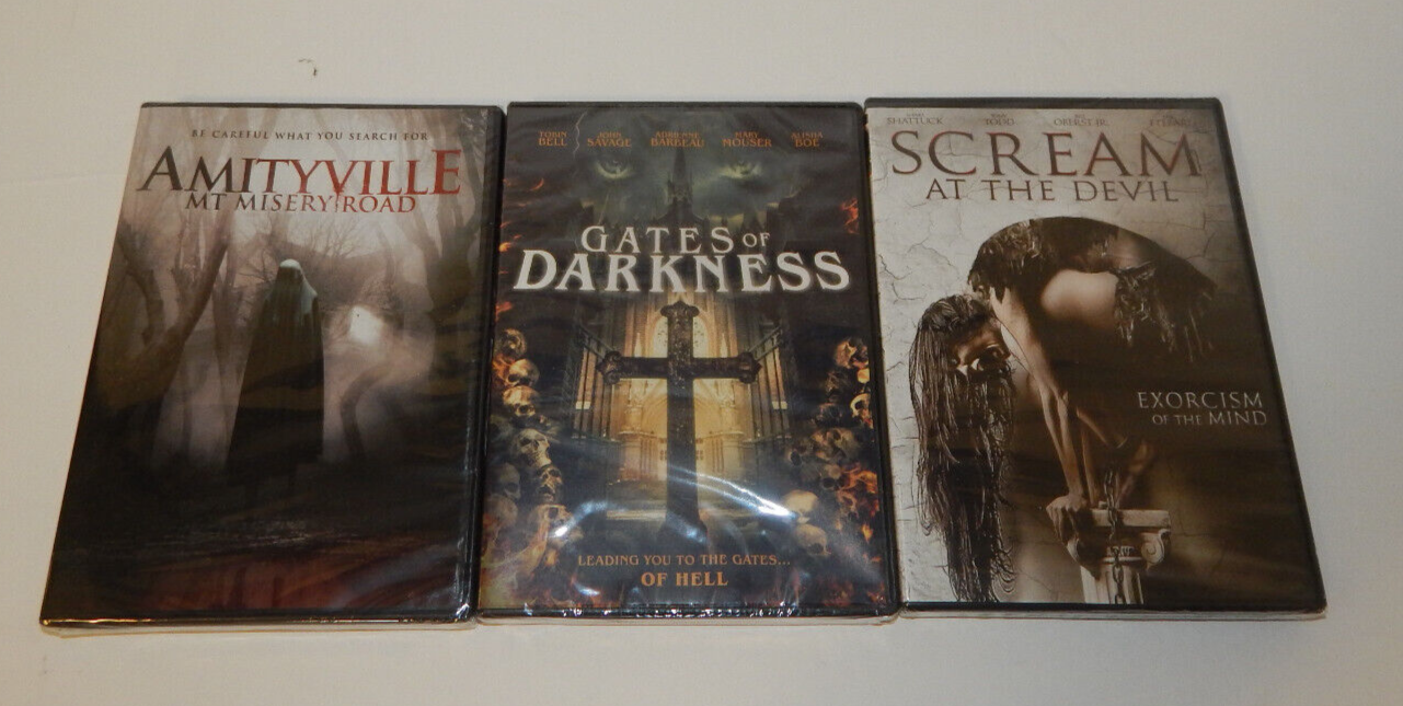 Horror Movie 3 DVD Lot Scream At The Devil Gates Of Darkness Amityvile Sealed