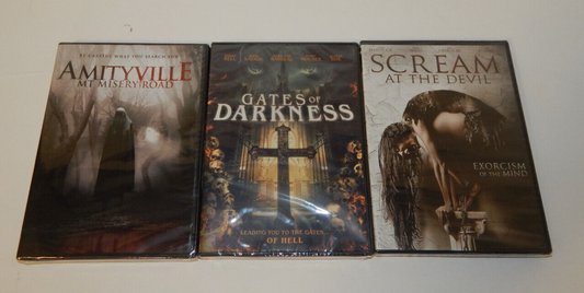 Horror Movie 3 DVD Lot Scream At The Devil Gates Of Darkness Amityvile Sealed
