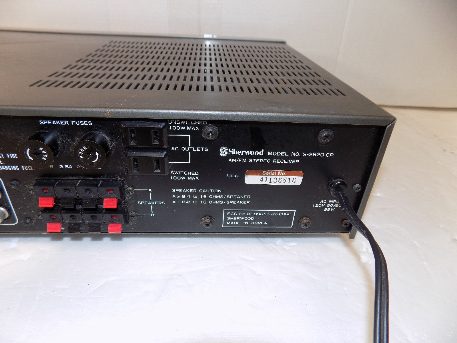 Sherwood S-2620 AM FM Stereo Receiver with Phono Input