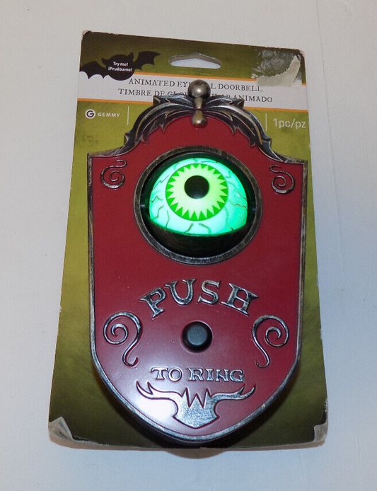 Gemmy Halloween Animated Eyeball Doorbell Spooky Sounds Lights New