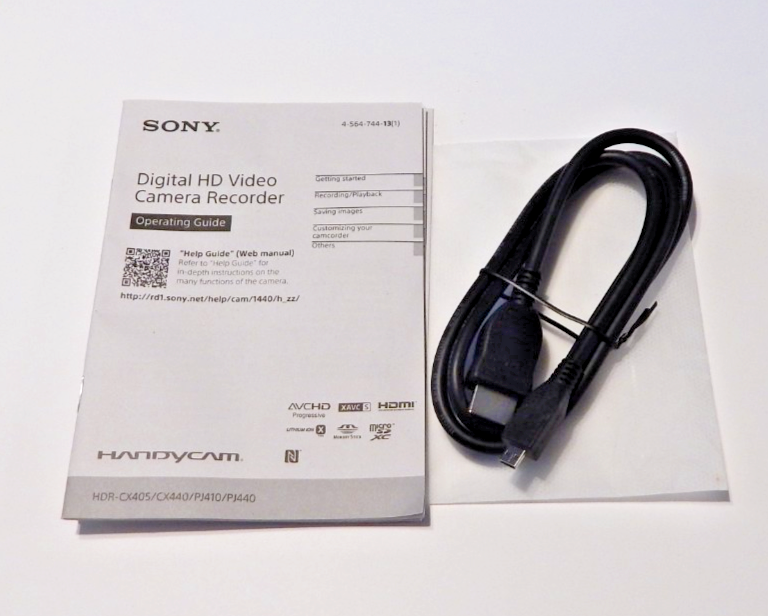 Sony HDR-CX405 Handycam Manual with HDMI Cable No Camera