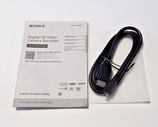 Sony HDR-CX405 Handycam Manual with HDMI Cable No Camera