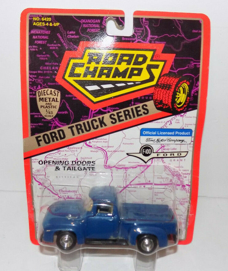 Road Champs 1956 Ford F-100 Pickup Truck Blue 1:43 Diecast