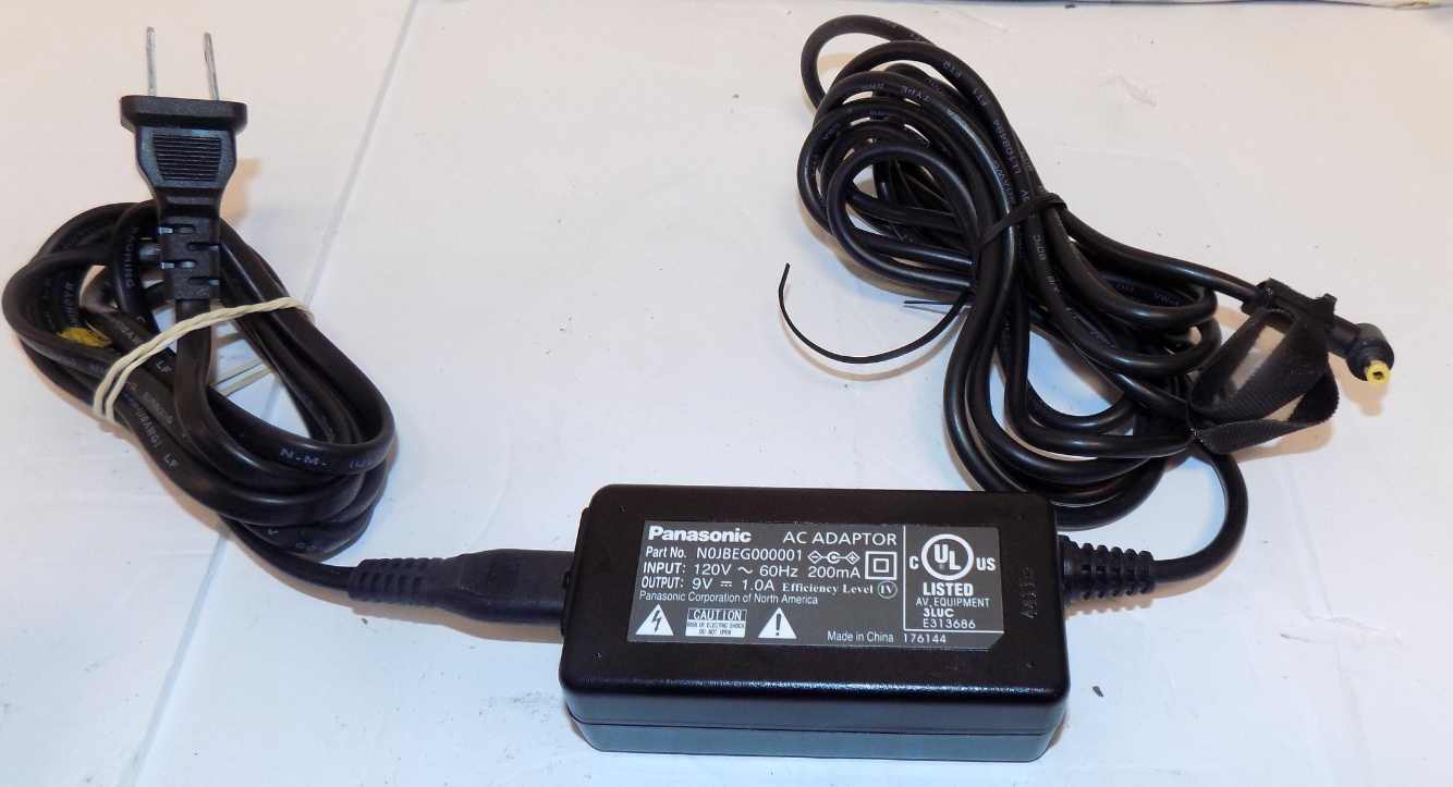 Panasonic N0JBEG000001 Power AC Adapter Input 120V Output 9V