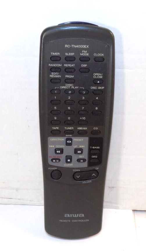 AIWA RC-TN4000EX Remote Control for Compact Disc Stereo System IR Tested