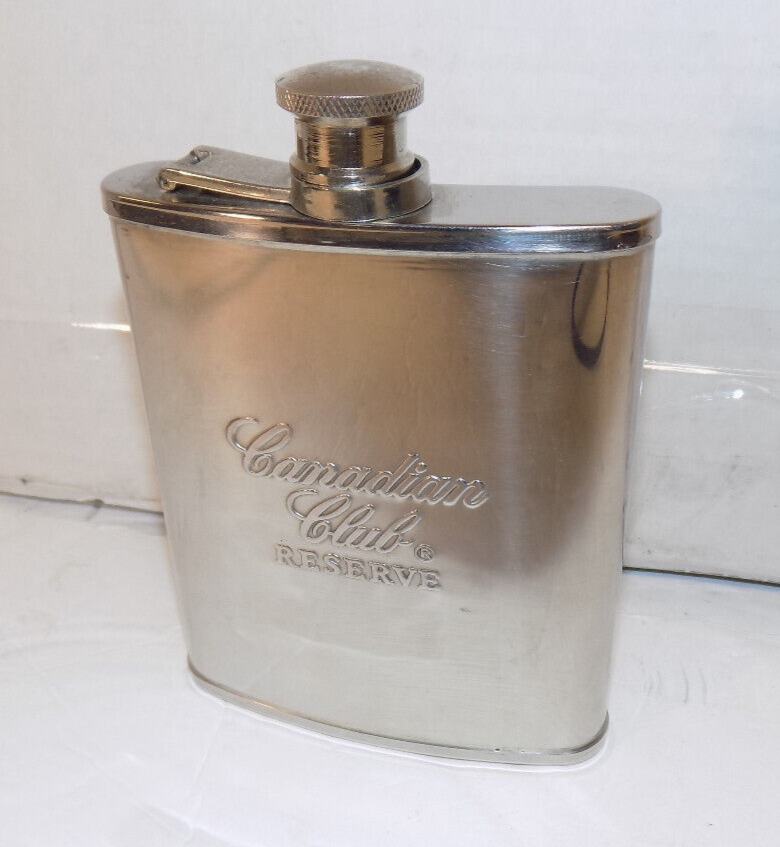 Canadian Club Reserve Stainless Steel Flask 5 Inches Good Condition