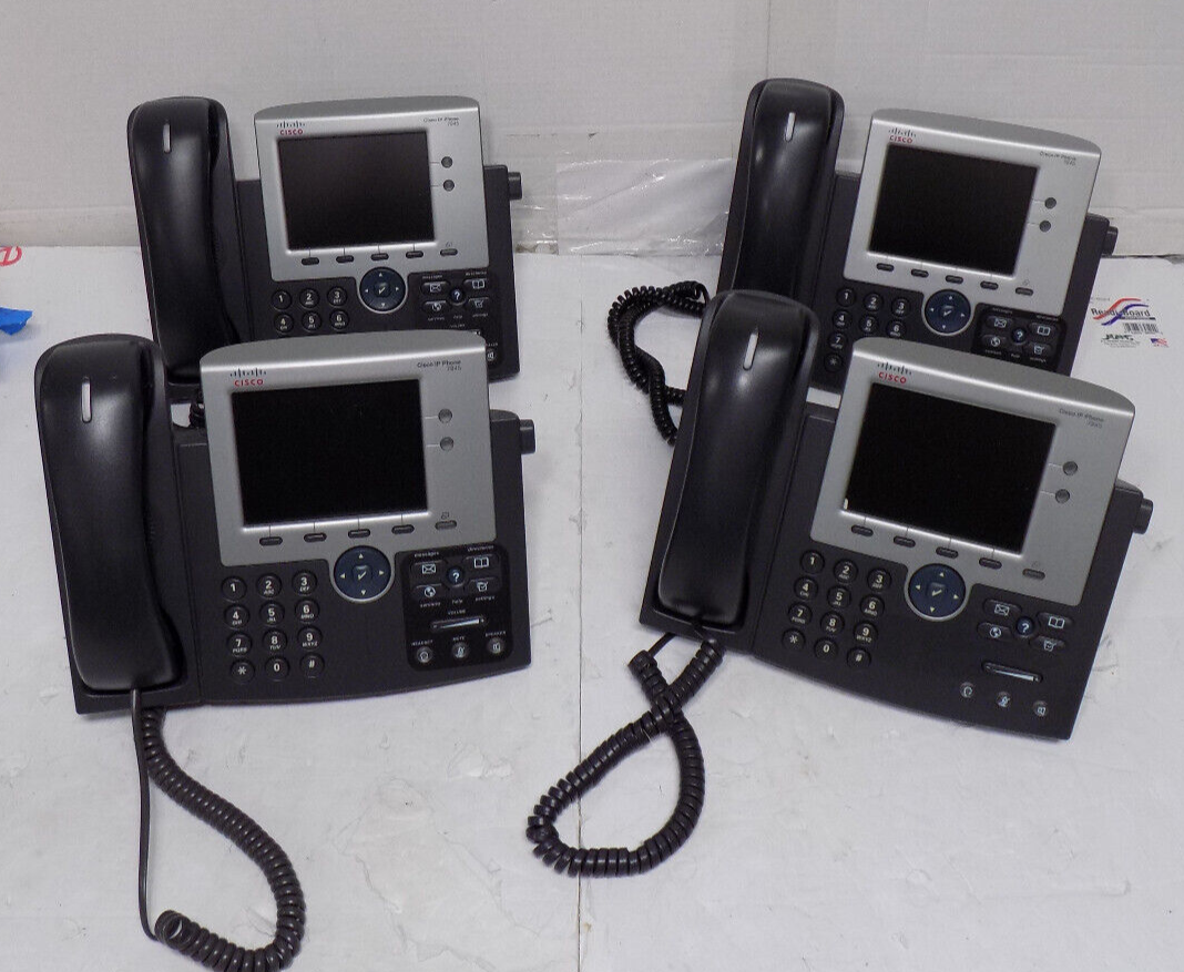 Lot of 4 Cisco Unified IP Phones With Stands & Handsets CP-7945G