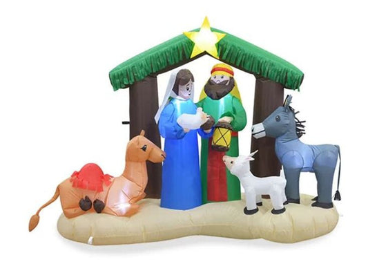 New in Box Winter Wonder Lane 6.5' Inflatable LED Nativity Scene Baby Jesus