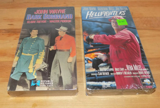 John Wayne VHS Movies The Dark Command 1940 Hellfighters 1968 New Tapes Sealed 