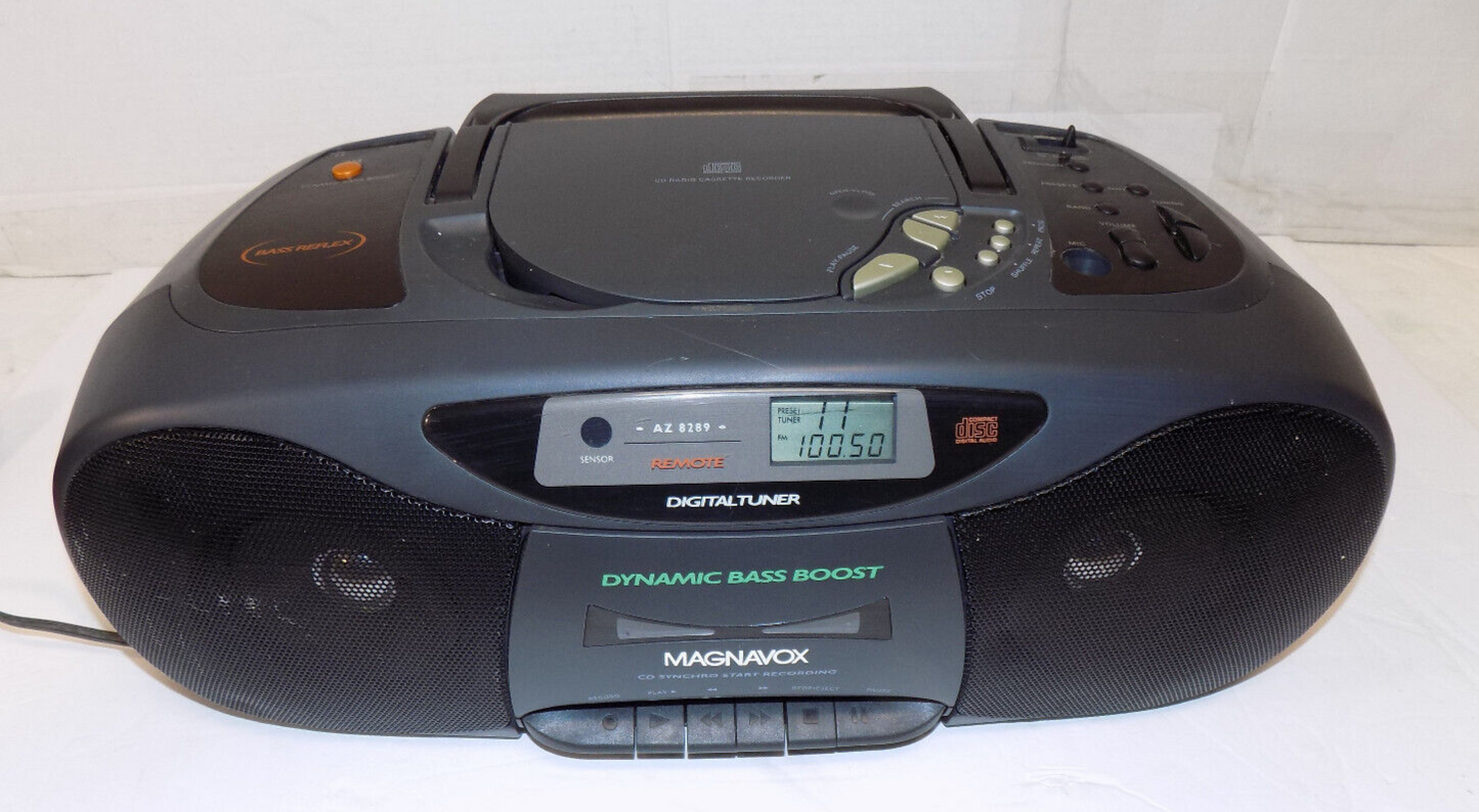 Magnavox Portable Boombox Stereo CD Radio Cassette Tape Player Model AZ8150