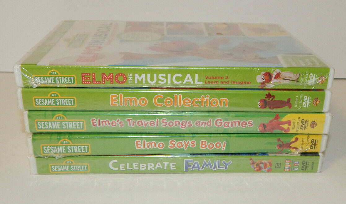 Lot of 5 Sesame Street Elmo DVD's Elmo Cookie Monster Songs Stories and More NEW
