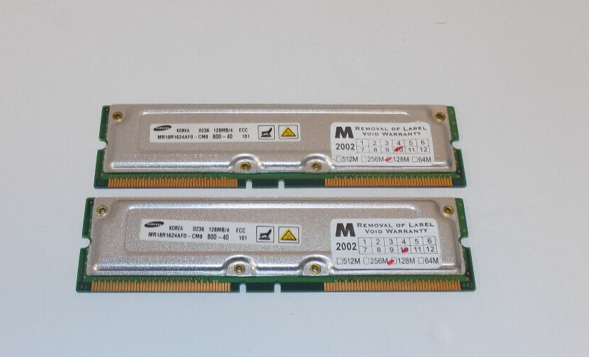 Set of 2 Samsung SDRAM Memory 128MB/4 MR18R1624AF0-CM8 1800-40