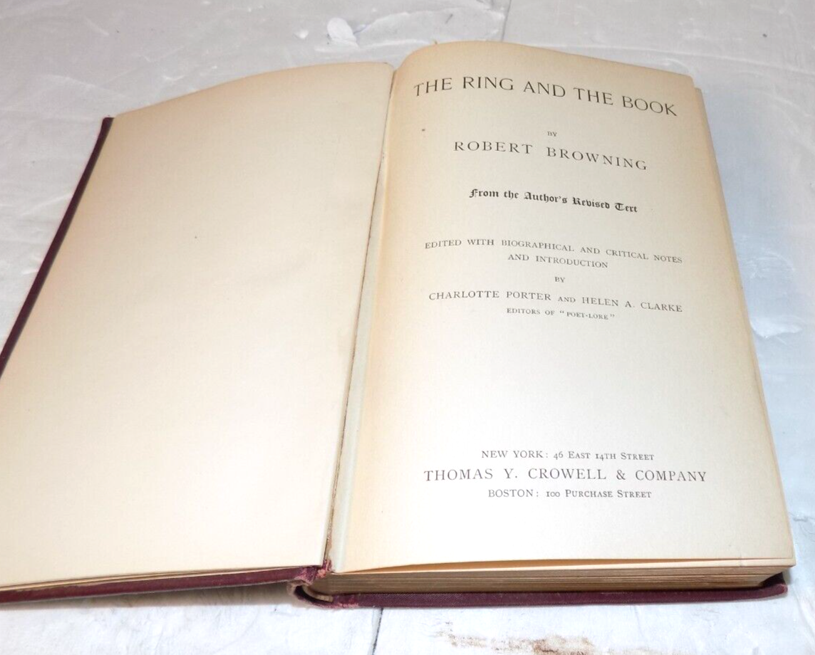 The Ring And The Book Robert Browning 1897 Astor Edition Crowell Publishing