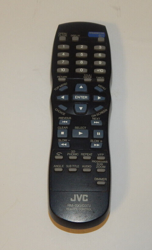 JVC RM-SXV037J Remote Control for DVD Players XV-N40BK XV-N40BK XV-N44SL Tested