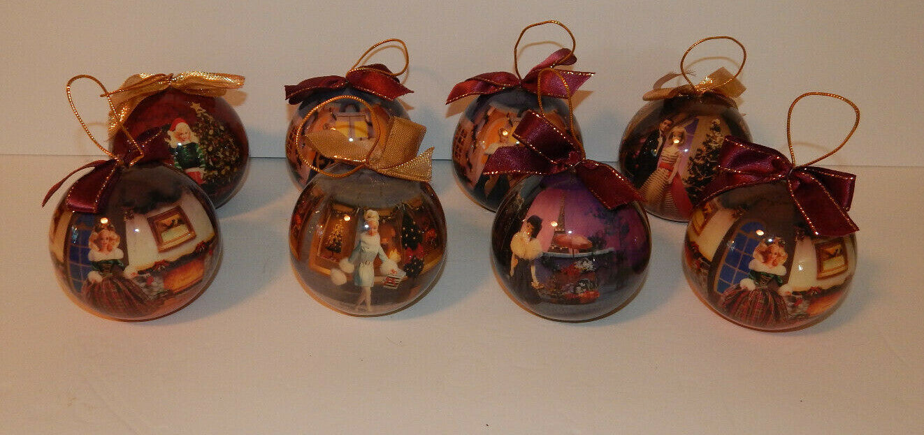 Set of 8 Barbie Doll Christmas Ornaments 1997