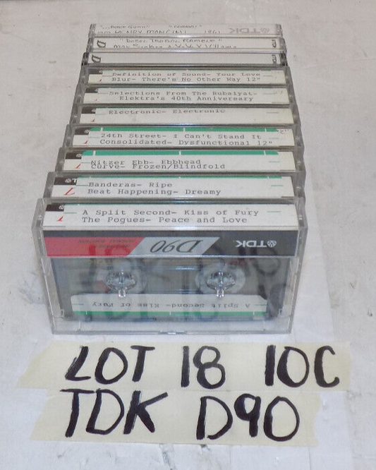 Lot Of 10 TDK D90 Pre Recorded Cassette Tapes  Used Erased