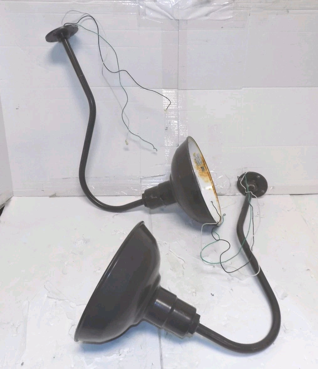 Pair of 32 inch Industrial Lights Gooseneck Barn Lights Steel Lighting Company
