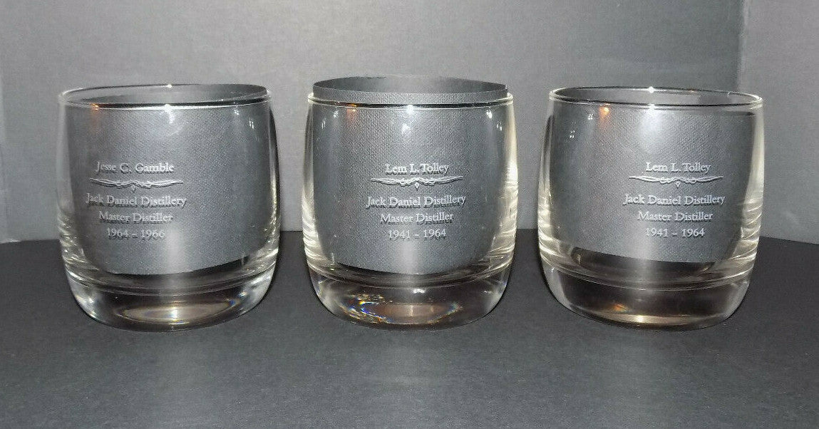 Set of 3 Jack Daniels Master Distillers Etched Glasses
