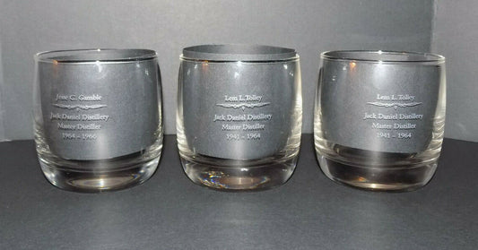 Set of 3 Jack Daniels Master Distillers Etched Glasses