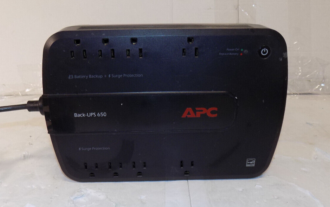 APC Back UPS Model BE650G1 Battery Backup Surge Protect 8-Outlet 390W No Battery