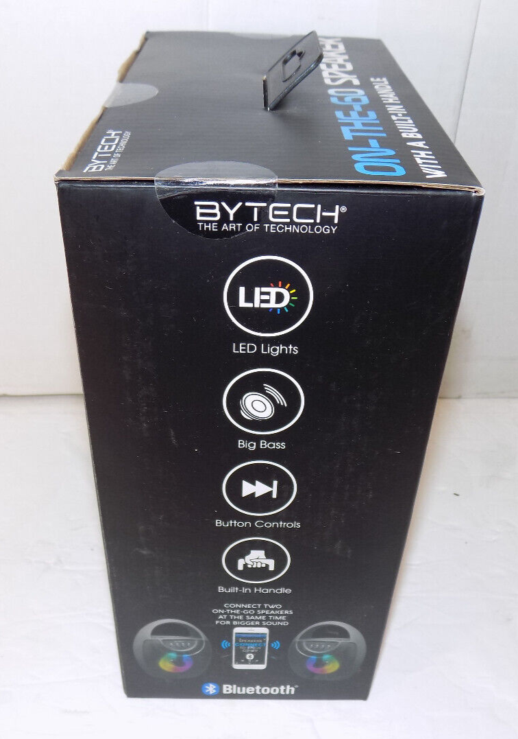 Bytech Bluetooth On the Go Speaker Color Changing Lights FM Aux In Mic In New
