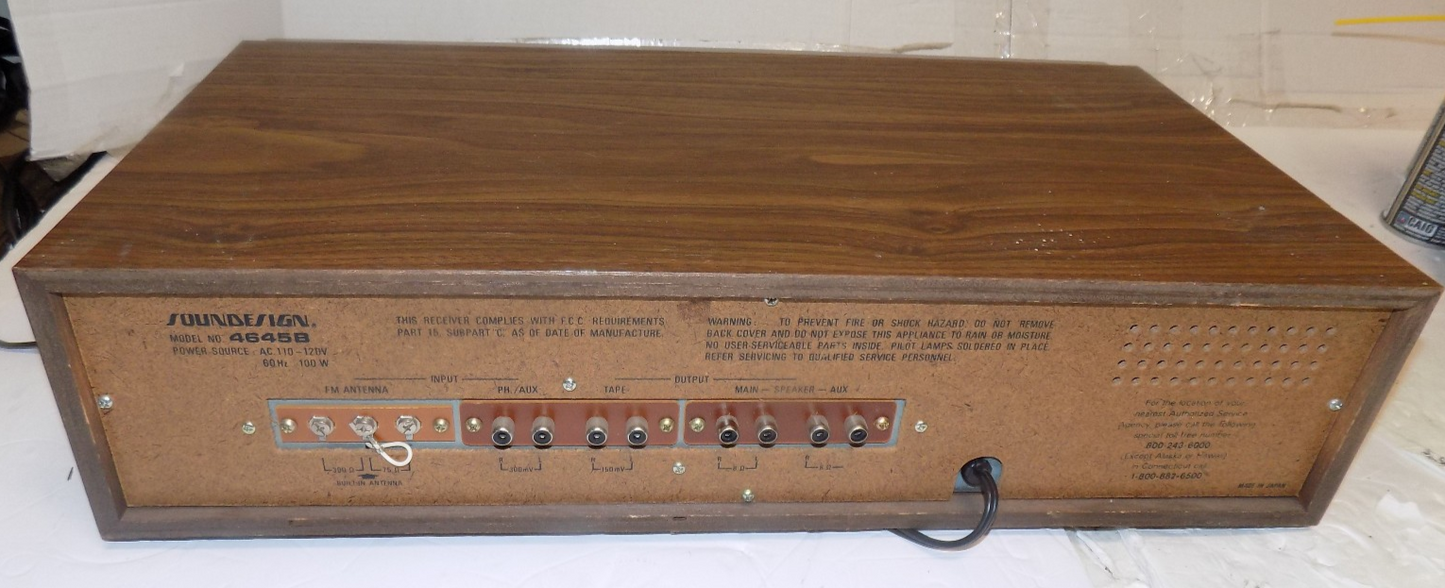 Vintage Soundesign 4645B Stereo Receiver 8 Track Player Radio 8 Track Needs Adju
