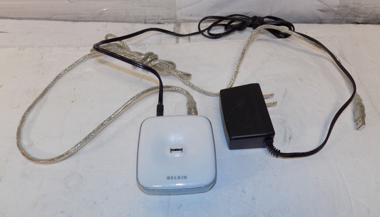 Belkin Hi-Speed USB 2.0 4-Port Hub Model F5U233 With Power Cord and USB Cable
