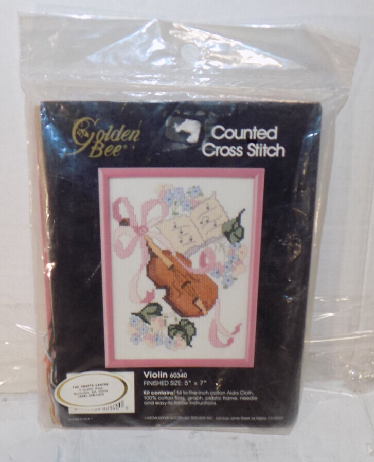 Golden Bee Cross Stitch Kit Design Violin 60340 5" x 7" Frame New