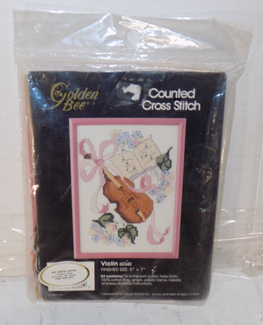Golden Bee Cross Stitch Kit Design Violin 60340 5" x 7" Frame New