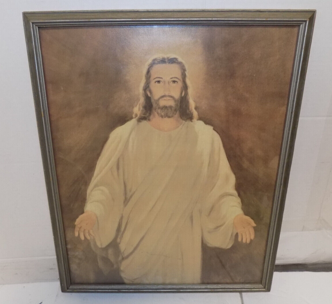 Vintage Gold Framed Jesus Christ Print 15" x 19"