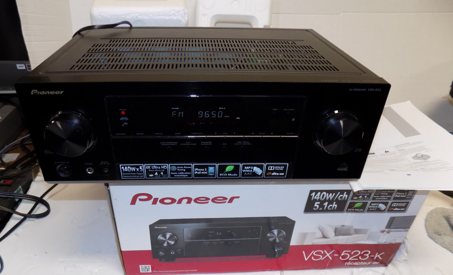 Pioneer VSX-523-K 4K Ultra HD 140w 5.1 Channel AV Stereo Receiver No Remote