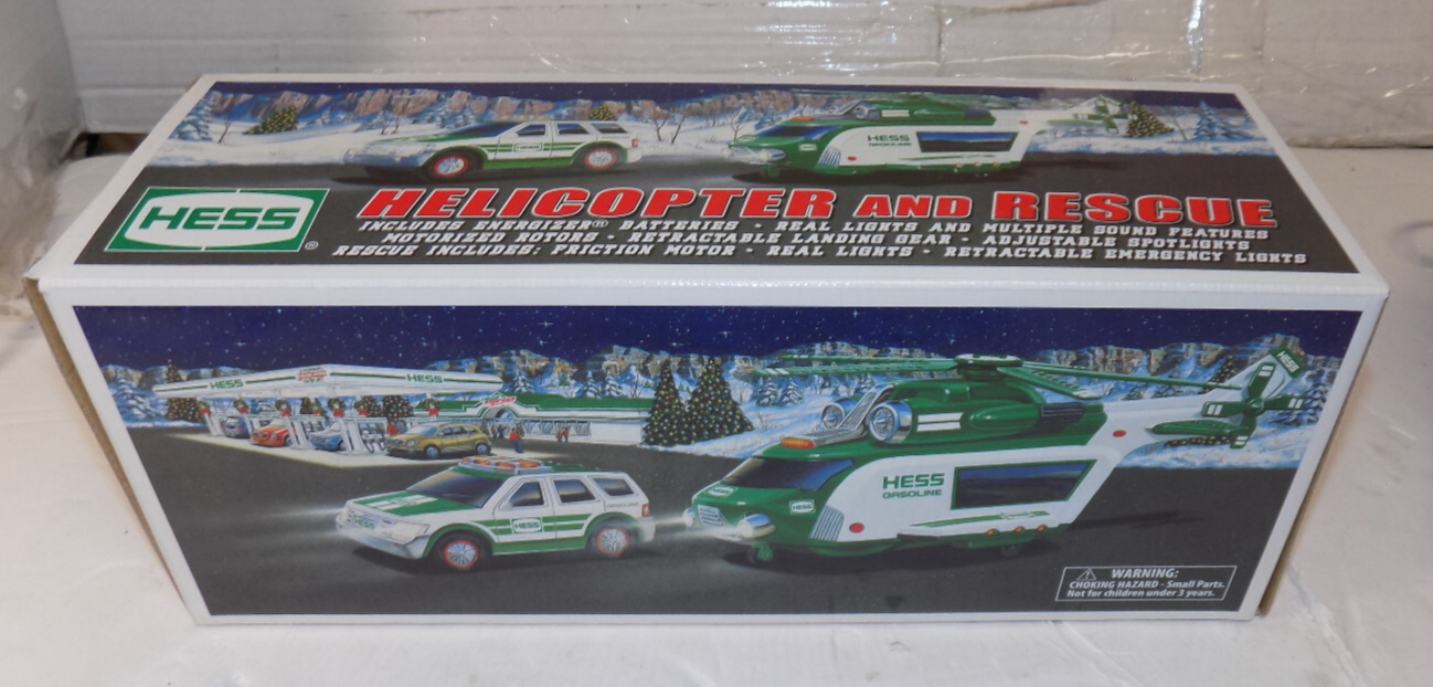 2012 Hess Gasoline Toy Helicopter and Rescue Truck Original Box New