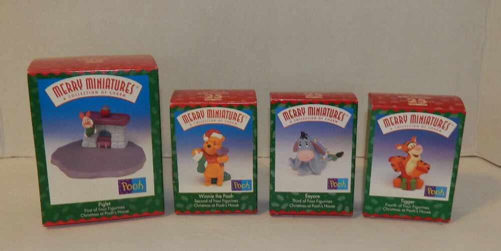 Hallmark 1999 Christmas at Pooh's House Merry Miniatures Complete Set