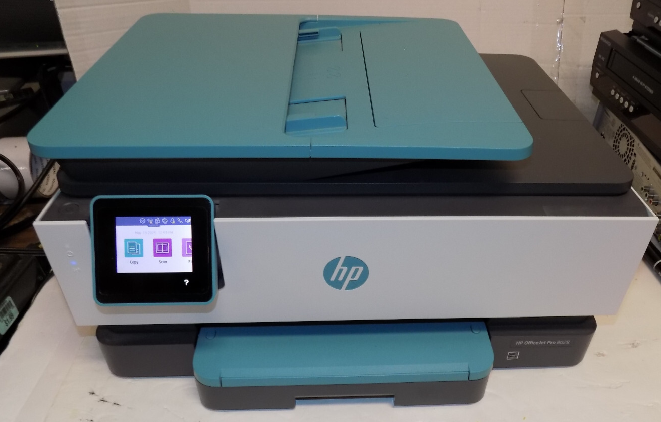HP OfficeJet Pro 8028 All in One Wireless Scan Copy Fax Color Printer NO INK