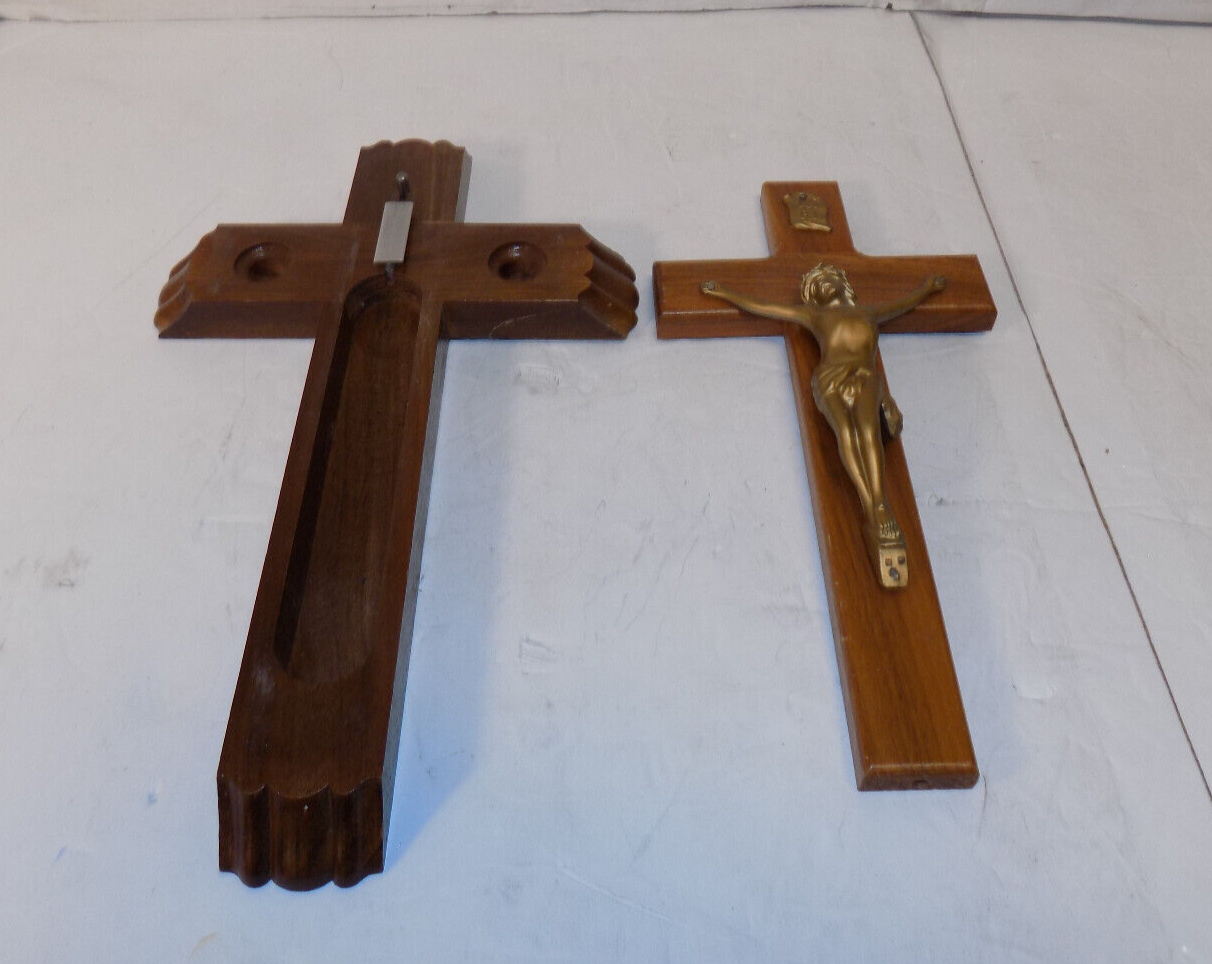 Vintage Jesus Christ Last Rites Wooden Crucifix