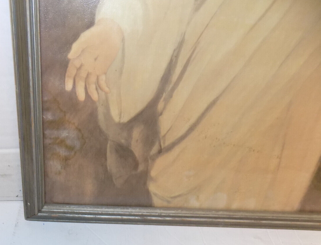Vintage Gold Framed Jesus Christ Print 15" x 19"