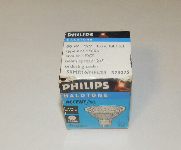 Philips Halatone 50w 12v MR16 Halogen Lamp Bulbs 50MR16/NFL24 Base GU5.3