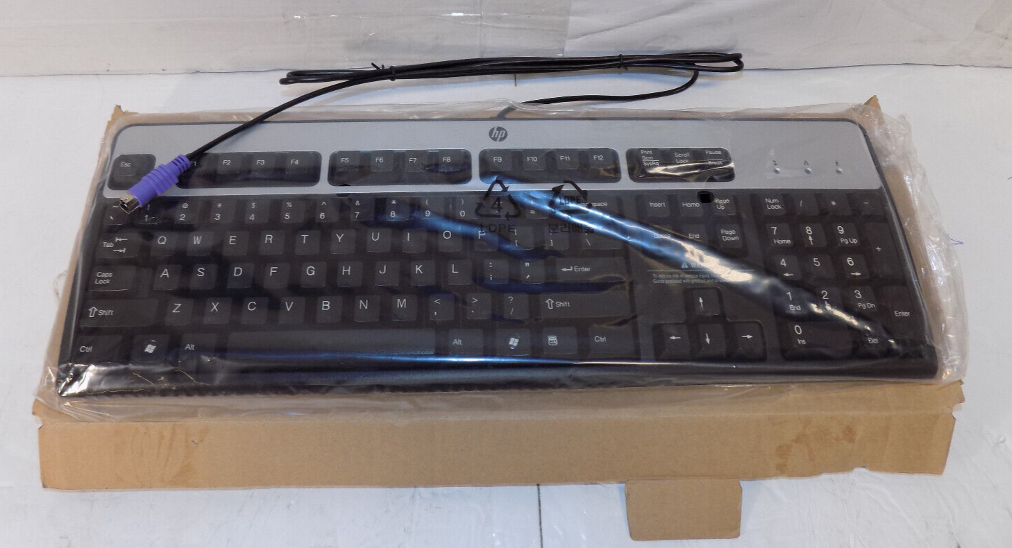 HP PS/2 Wired Keyboard 434820-002 Black Silver QWERTY New