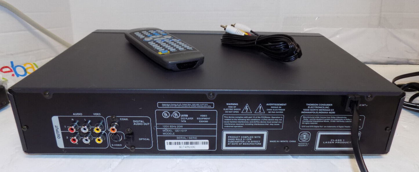 General Electric GE1101P CD DVD Player with 2 Microphone Inputs Remote Included