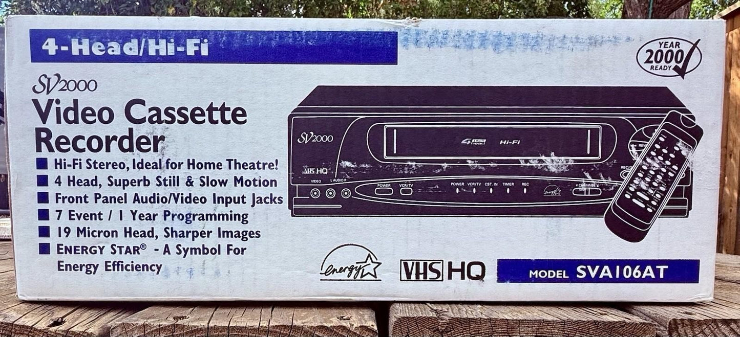 New in Box Funai SV2000 4 Head VCR HiFi Video Cassette Recorder w/ HDMI Adapter