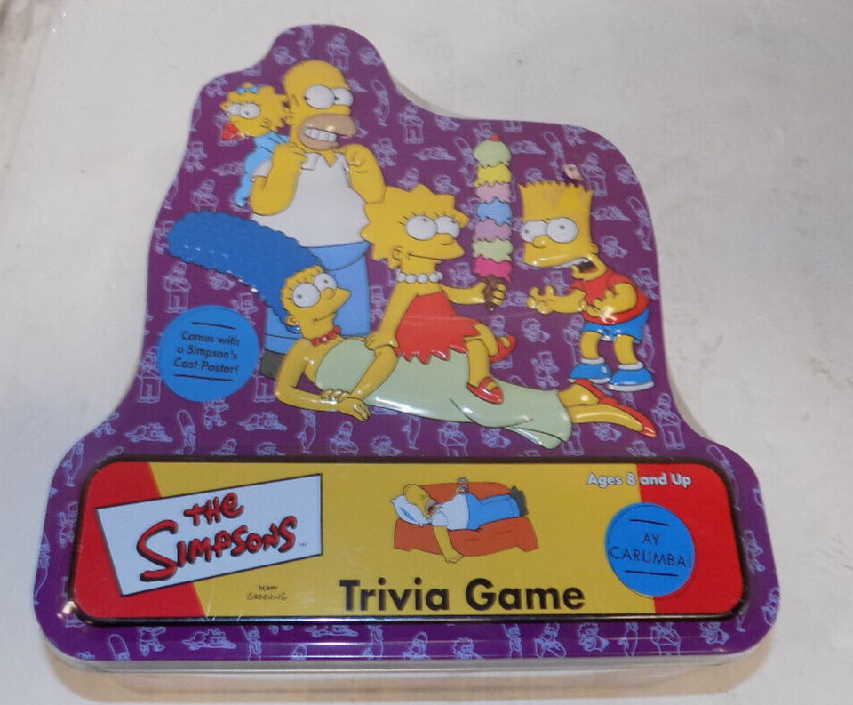 The Simpsons Trivia Game Collectors Tin with Cast Poster 2001 Bart Simpson Homer
