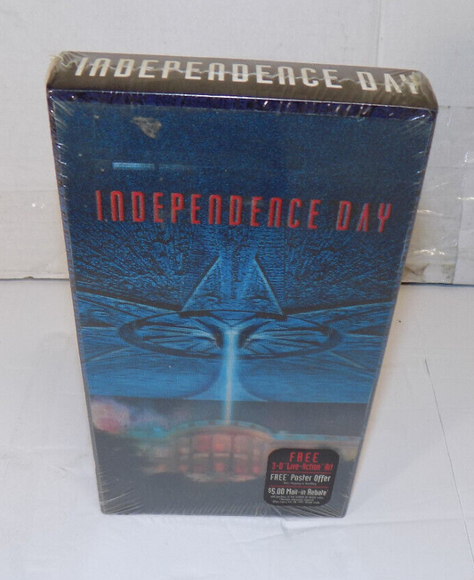 Sealed VHS Independence Day Movie VHS 1996 Fox Video 3D Box Will Smith NEW