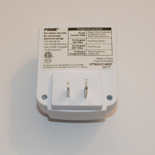 Prime 24-Hour Indoor Timer Electrical Plug In with 1 Outlet #UTTNI2412/148297
