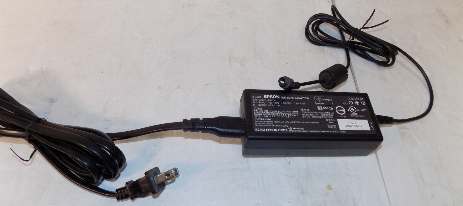 Epson A311B AC Power Supply Adapter Input 100-120V 45W Output 24V