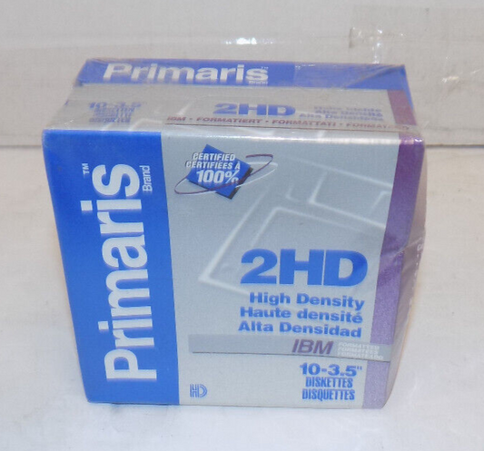 Primaris 2HD 3.5" Floppy Disks Diskettes 1.44MB 10-Pack IBM Formatted NEW Sealed
