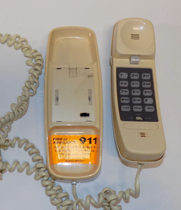 AT&T Trimline Push Button Phone 1980's Beige Wall Or Table Top