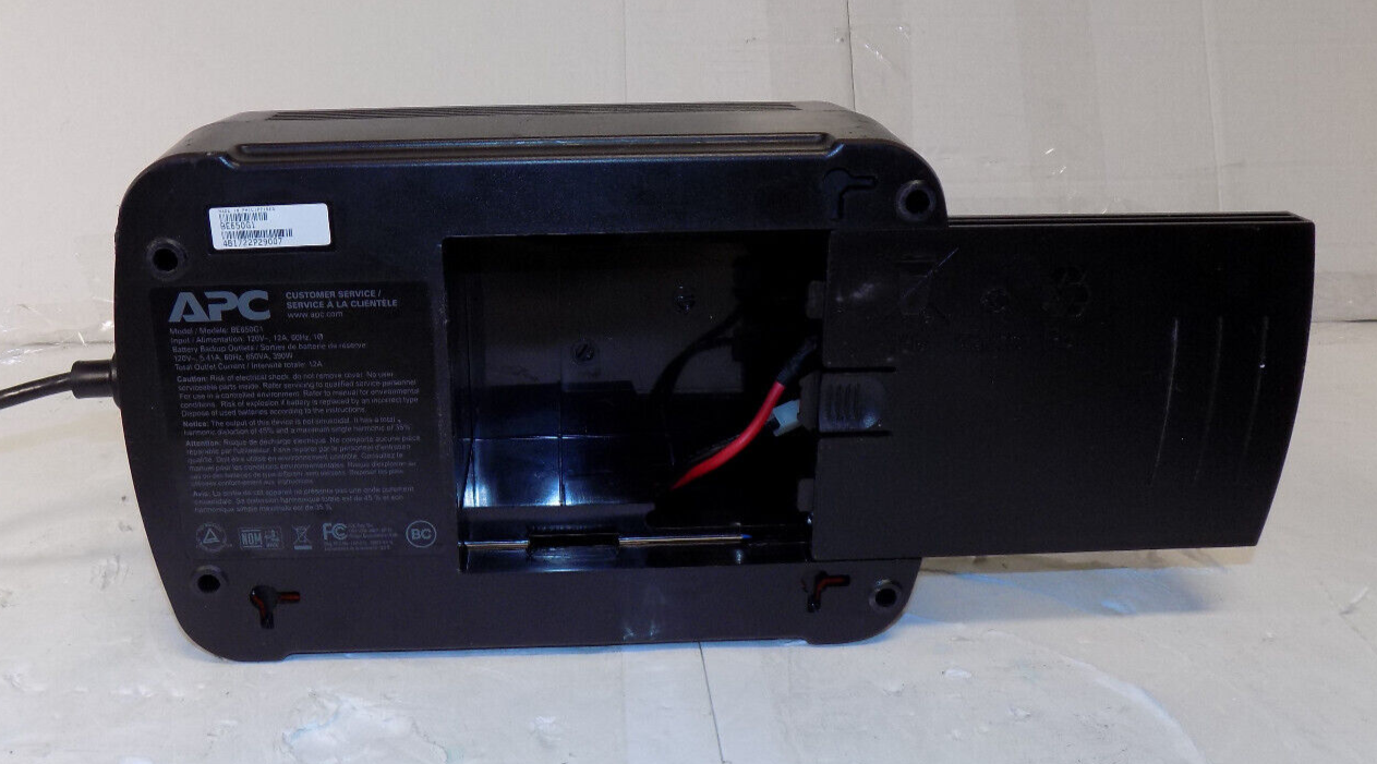 APC Back UPS Model BE650G1 Battery Backup Surge Protect 8-Outlet 390W No Battery
