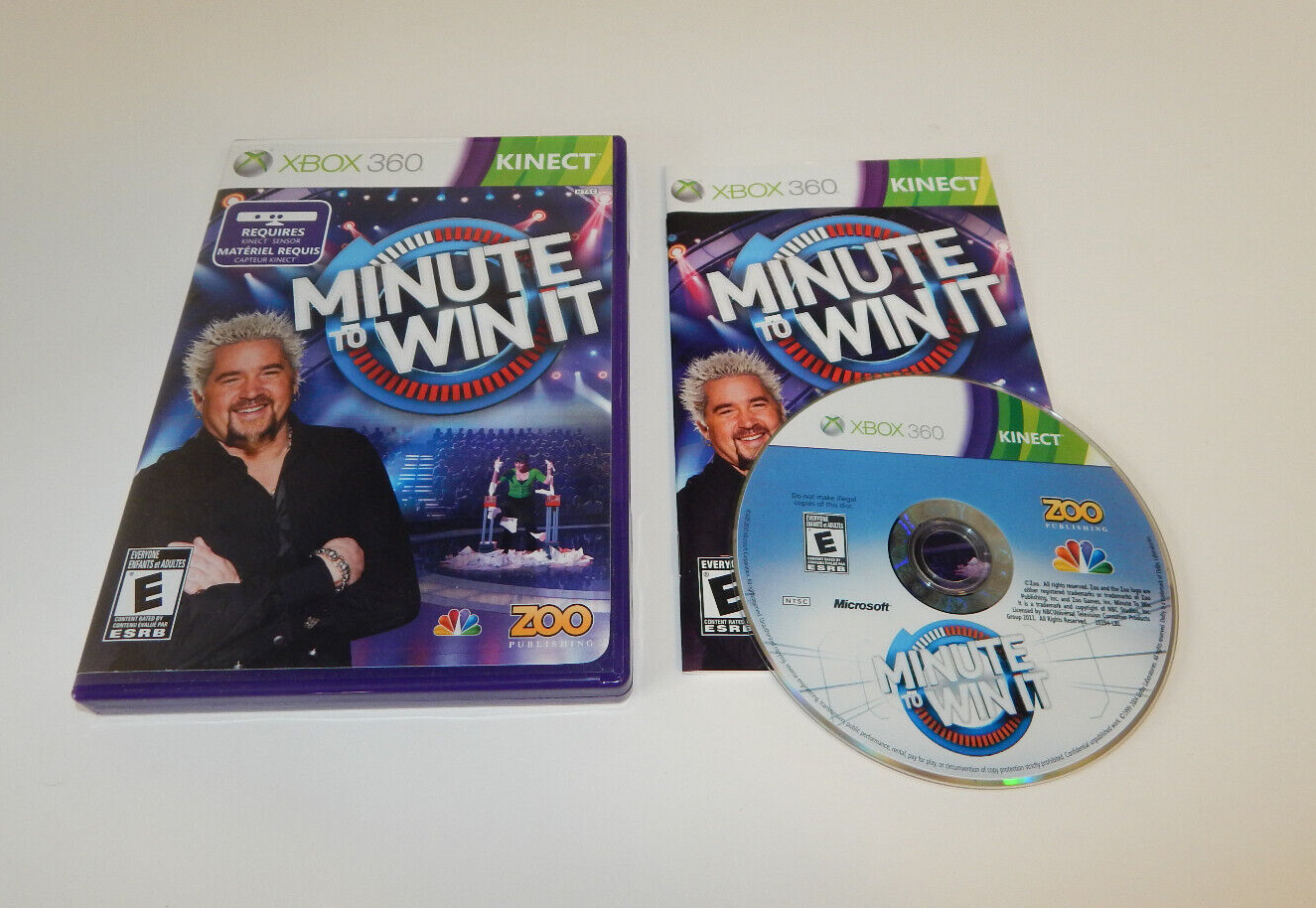 XBOX 360 Minute To Win It Featuring Guy Fieri Kinect Video Game NTSC