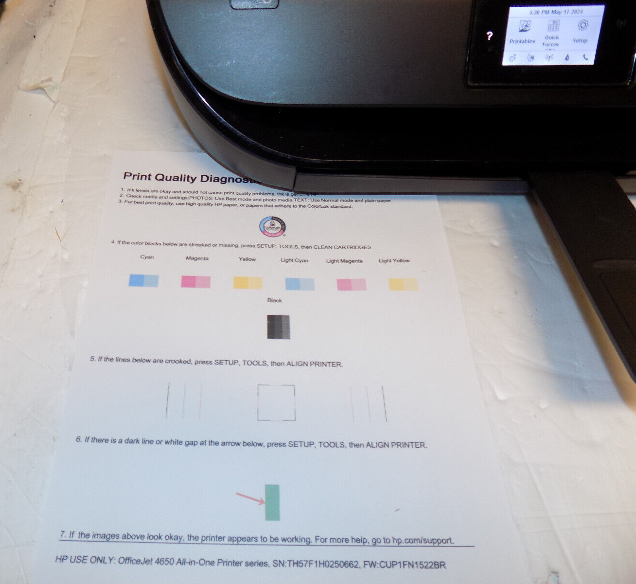 HP OfficeJet Printer 5258 All-in-One Wireless Printer Color Copy Scan Print WiFi