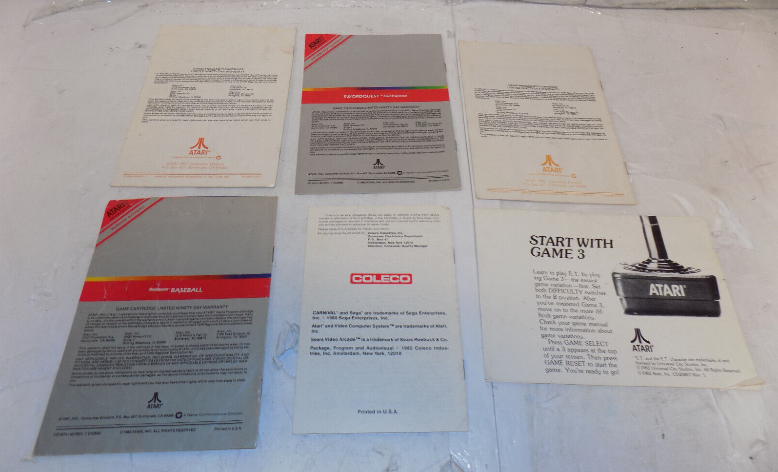 Lot of 6 Vintage 1980's Atari Video Game Instruction Booklets